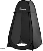 Wolfwise Pop Up Shower Tent, Portable Instant Changing Tent with Ventilation Window & Carry Bag, Privacy Bathroom Toilet for Beach, Camping & Outdoor, Width 47 ", Height 83 ", Black