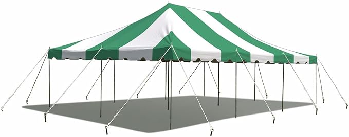 Party Tents Direct 20'x30' Weekender Canopy Pole Tent - Easy Up Canopy Tent with 120 Person Capacity - Outdoor Canopies for Parties, Weddings, & Events (Green/White Top)