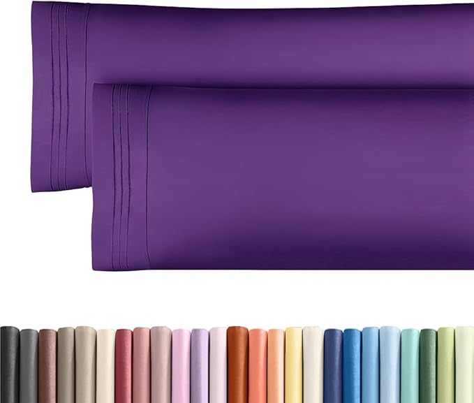 Long Pillowcases - Body Pillow Cover - Long Pillow Insert for Sleeping, Side Sleepers - Soft & Breathable Body Pillow Case with Envelope Enclosure - Comfy, Cozy & Machine Washable - 20" x 54" (Purple)