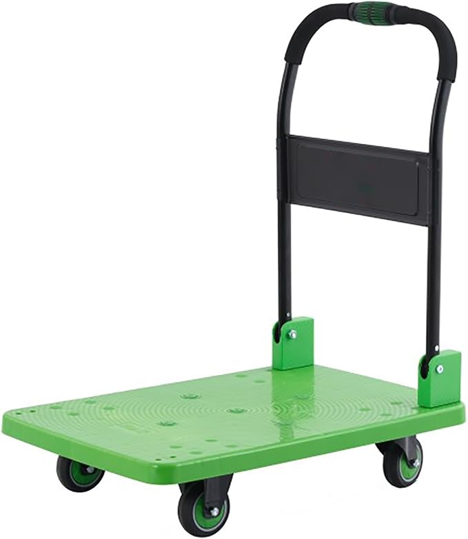 Portable Folding Hand Truck Cart with 360° Swivel Wheels Lightweight Moving Carts for Luggage Warehouse and Home Use Compact Green Design