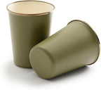 Barebones 2-Tone Enamel Cup Set - Set of 2, 14 oz Mugs - Enamelware Mugs - Durable Kitchen or Camping Mug Set (Olive Drab)