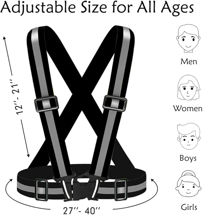 High Visibility Reflective Vest Safety Vest Running Reflective Gear Adjustable Reflective Vest for Walking,Jogging,Hiking,Night Cycling