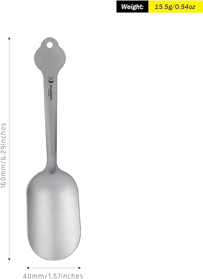 Shovel Spoon Titanium Reuseable Dessert Spoon for Ice Cream Tea Coffee Pudding Yogurt (Tea Scoops - Sandblasted)