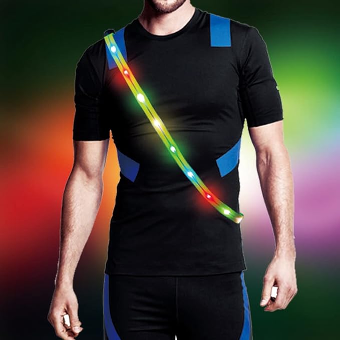 Running Lights for Runners Light Up Vest for Night Walking Neon Vest Shoulder Light Led Belt for Night Safety Wearable Led Lights Reflective Sash