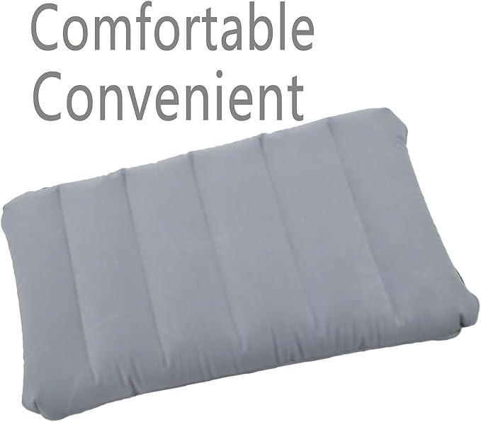 2 Pack Ultralight Inflatable Camping Pillow Squared Flocked Fabric Air Pillow for Beach Hiking,Camping,Traveling,Napping,Desk Rest,Neck Lumbar Support Grey