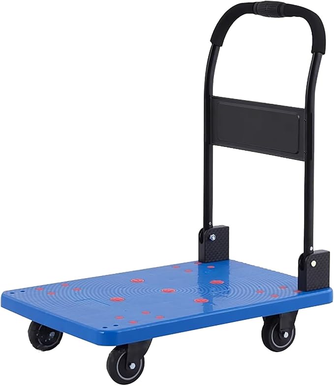 Heavy Duty Folding Hand Truck Cart Portable with 360° Swivel Wheels Ideal for Luggage & Warehouse Moving Blue Large Capacity Easy Transport