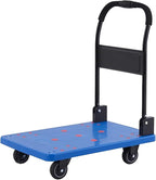 Heavy Duty Folding Hand Truck Cart Portable with 360° Swivel Wheels Ideal for Luggage & Warehouse Moving Blue Large Capacity Easy Transport