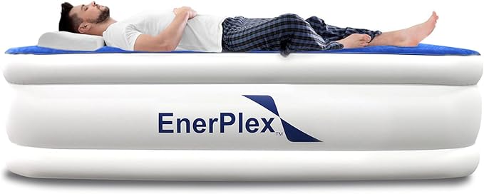 EnerPlex Air Mattress with Built in Pump - Self-Inflating Blow Up Mattress with Neck Support - Inflatable Air Bed for Portable Travel & Home Use