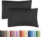 King Standard Pillow Cases Set of 2 - Soft Hotel Quality Pillowcase Covers - Comfy Bedding for Women, Men, Kids & Teens - Machine Washable Pillow Protectors - 2 Piece Set - King Standard Size Black