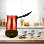 Electric Turkish Coffee Maker Kettle Pot Stainless Steel Cool Touch Handle Travel Size, Fast Boil & Keeps Water Boiling for Arabic & Greek Coffee, Tea 0.3L (RED)