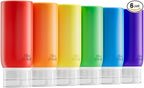 6 Pack Travel Bottles for Toiletries - TSA Approved 3oz Leakproof Travel Size Containers, BPA Free Silicone Refillable Squeezable Bottles, Travel Essentials for Shampoo and Conditioner (Multicolor)