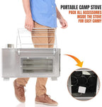 Fitinhot Tent Stove, Portable Camping Wood Burning Stoves Stainless Steel with Chimney Pipes for Outdoor Cookout, Hiking, Travel, Backpacking Trips (Silver)