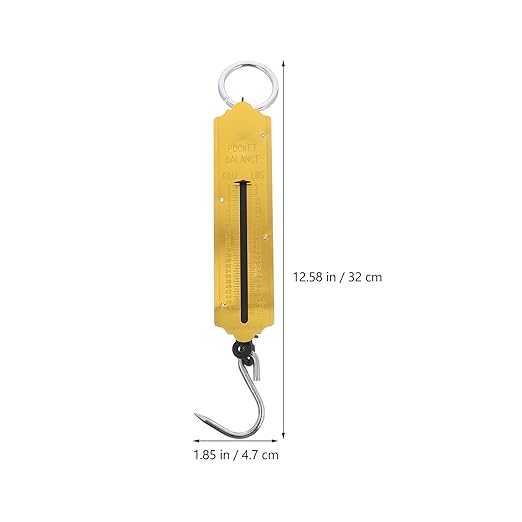BESTYASH 2pcs Portable Handheld Spring Hanging Scale 50kg Mechanical Vertical Hook Scale for Luggage Fishing and Produce Weighing with Yellow Metal Body