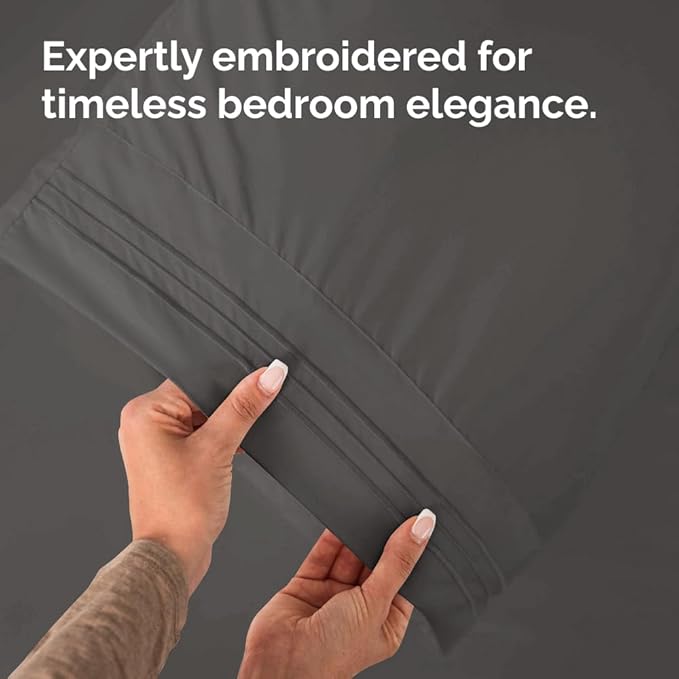 Queen Pillow Cases Set of 2 - Ultra Soft Hotel Quality Pillowcase Covers - Comfy Cozy Bedding for Women, Men, Kids and Teens - Machine Washable Pillow Protectors - 2 Pieces Set - Queen Size Charcoal