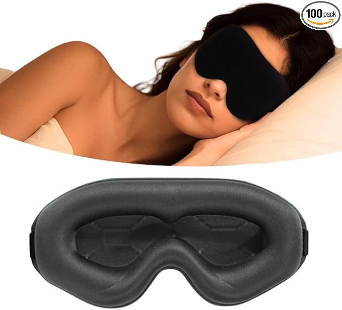 Premium Ultra-Light Sleep Mask, Only 0.73oz, 100% Light Blocking, Comfortable 3D Countered Memory Foam, Lash Extension Eye Masks for Sleep, Travel, Office, for Men Women Side Sleeper, Black