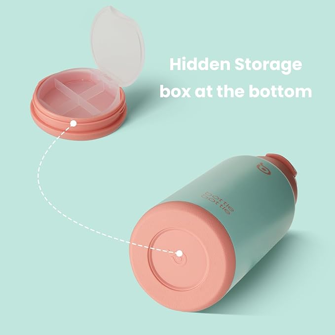 BOTTLE BOTTLE 32oz Insulated Water Bottle Stainless Steel Sport Water Bottle with Straw Dual-use Lid Design for Gym with Pill Box