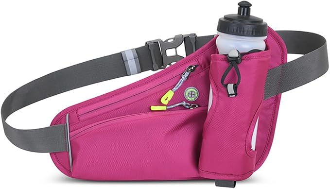 Fanny Running Belt Waist Crossbody BumBags for Running Hiking Travel Workout Adjustable Buckle Strap for Women (Rose Red)