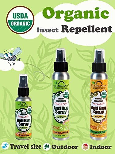 US Organic Mosquito Repellent Anti Bug Outdoor Pump Sprays, USDA Certification, Cruelty Free, Proven Results by Lab Testing, Deet-Free (2 oz Travel Size)