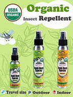 US Organic Mosquito Repellent Anti Bug Outdoor Pump Sprays, USDA Certification, Cruelty Free, Proven Results by Lab Testing, Deet-Free (2 oz Travel Size)