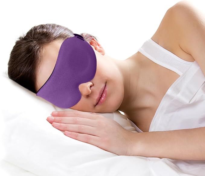 3D Sleep Mask for Side Sleepers – 100% Light Blocking Eye Mask for Sleeping, Zero Eye Pressure, Soft Breathable Memory Foam, Adjustable Strap for Travel, Men & Women (Purple)