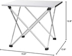 Grope Small Folding Camping Table with Aluminum Table Top, Beach Table for Sand with Carrying Bag,Prefect for Outdoor, Picnic, BBQ, Cooking, Festival (Silver-S)
