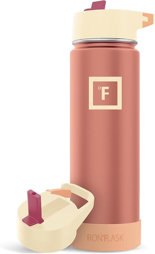 IRON °FLASK Camping & Hiking Hydration Flask with Straw Lid & Boot - Stainless Steel, Double Walled & Vacuum Insulated Water Bottle - Leak Proof & BPA Free (Dream Sunset, Straw - 22 oz)