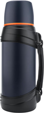 64oz/Half Gallon Large Coffee Thermoses for Travel - Insulated Water Jug Classic Vacuum Bottle with Plastic Cup - 2.0L Stainless Steel Vacuum Insulated Beverage Bottle for Hiking Fishing（Blue）