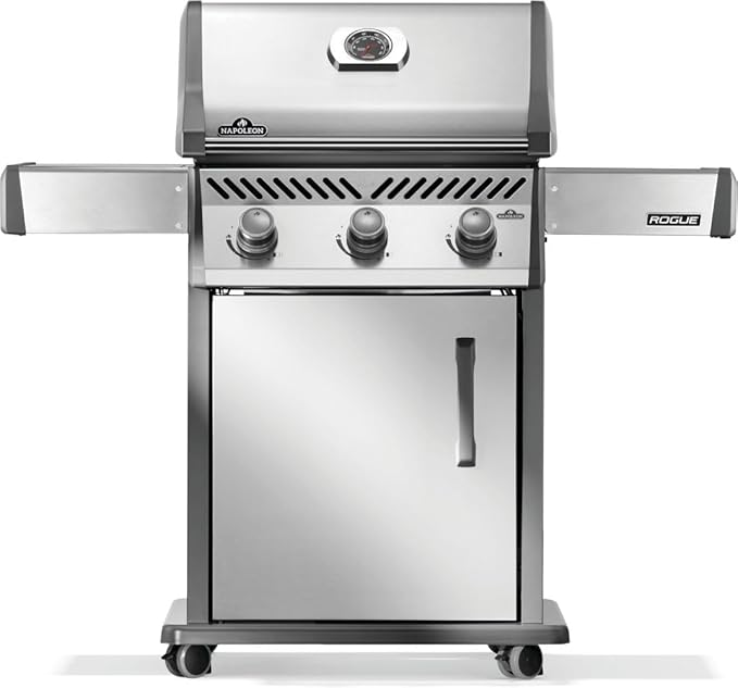 Napoleon Rogue 425 Natural Gas Grill, Stainless Steel, Durable 3-Burner Gas BBQ