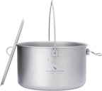 iBasingo Titanium Camping Pot with Lid 2.9L Ultralight Backpacking Cookware with Foldable Handle for Hiking, Picnic & Outdoor Durable Portable Metal Cooking Ti Hanging Pot Ti2045C