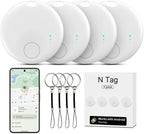 Tracker Tag for Android or iOS, Tracker Tags-4 Pack Smart Tag, Dual System Both iOS and Android Tracker Tags, Apple Find My or Google Find Hub App, Keys Finder Item Locator for Wallets (White)