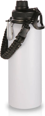 Volhoply 40 oz Insulated Water Bottles Paracord Handle, Stainless Steel Sports Bottle with Spout Lid, Double Walled Vacuum Water Cups with Wide Mouth, Reusable Water Jug for Adults (White, 1 Set)