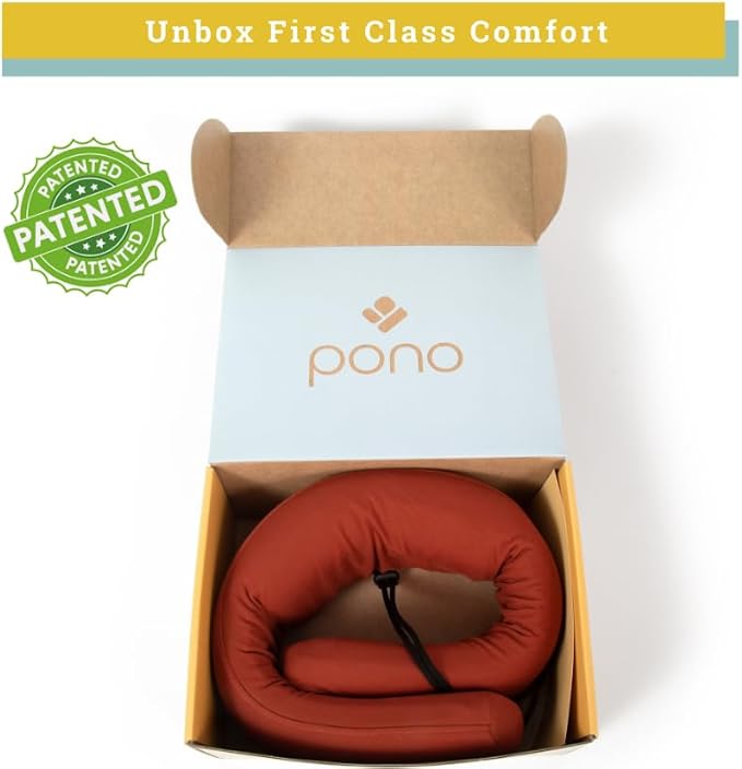 Pono Neck Cradle Travel Pillow (Patented): Memory Foam, Ergonomic 360° Adjustable Support, Prevents Head Nods. Infinity Shape Fits All Adults. Foldable Design for Easy Portability (Twilight Slate)
