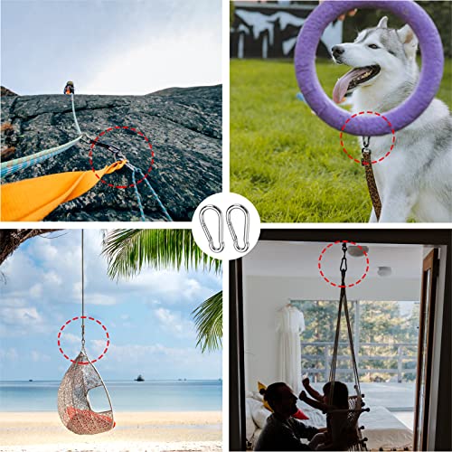 Carabiner 4 Inch Spring Snap Hook, 770LBS Holding Capacity Spring Clips Link Buckle for Hammock, Heavy Duty Steel Carabiner Clip 20pcs M10 3/8'' for Hammock Swing Fitness Camping Hiking