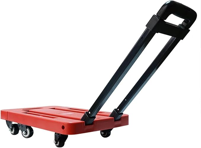 Heavy Duty Folding Hand Truck & Cart Portable Foldable Trolley for Outdoor Camping Luggage Moving & Shopping Multifunctional Red Wagon for Home Use
