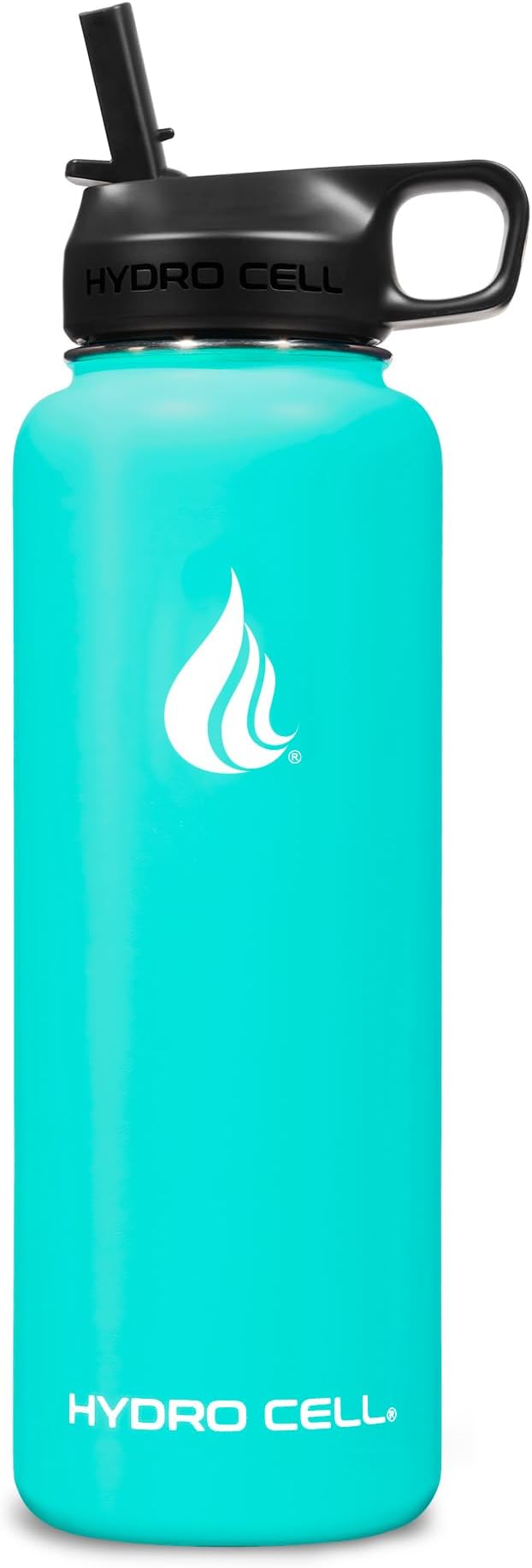 HYDRO CELL Stainless Steel Insulated Water Bottle with Straw - For Cold & Hot Drinks - Metal Vacuum Flask with Screw Cap and Modern Leakproof Sport Thermos for Adults (Teal 40oz)