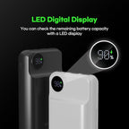 VOVA 20,000mAh Portable Power Bank Fast Charging 22.5W, LED Display Phone Battery Pack, PD3.0/QC3.0 with 3 Outputs Phone Charger for iPhone Samsung Galaxy iPad etc - White