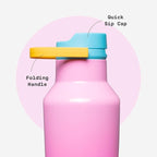 Corkcicle Sport Canteen - Keeps Drinks Cold 25 Hours - Stainless Steel Water Bottle - Triple-Insulated - Spill-Proof - Summer Drinkware Gift - Keeps Drinks Ice Cold - 20 oz - Pink Pop