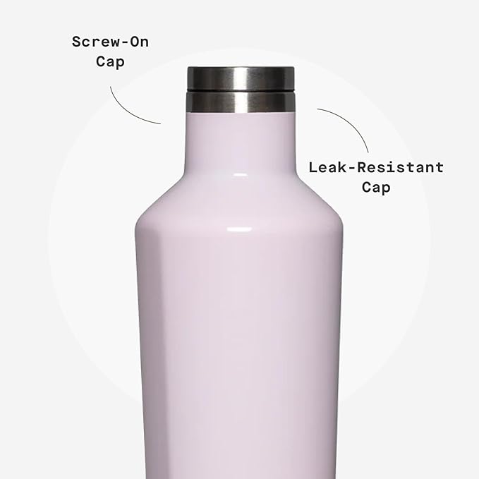 Corkcicle Classic Canteen Insulated Water Bottle - Stainless Steel Reusable Tumbler - Triple Insulated - Keeps Drinks Cold 25 Hours or Hot 12 Hours - Cupholder Friendly - Powder Puff - 25 oz