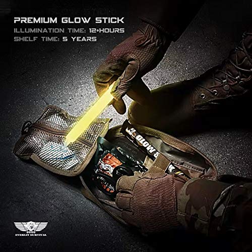 EVERLIT Survival Emergency Glow Sticks- 6 Inches Light Sticks for First Aid Kit, Survival Kit, Camping, Hiking, Outdoor, Disasters, Emergencies Up to 12 Hours Duration… (24 Pack, Yellow)