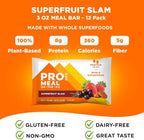 PROBAR - MEAL Bar, Superfruit Slam, Non-GMO, Gluten-Free, Healthy, Plant-Based, Whole-Food Ingredients, Natural Energy (12 Count)