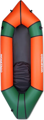 Packraft TPU Inflatable Travel Kayak with Soft Seat Lightweight Packrafts for Flat Water Rafting/Bicycle Drifting/Litewater Dinghy, 1 Person