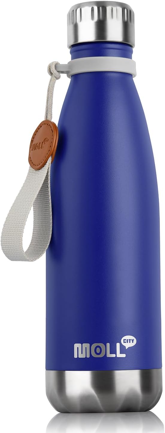 17 oz Stainless Steel Water Bottles-Insulated Water Bottle-Sports Water Bottle for School Double Walled Vacuum Cola Shape-Leak Proof Sport Water Bottle(Navy)