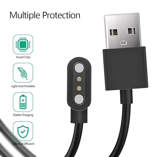 E ECSEM Y66 Smartwatch Magnetic Charger Cable, for Coucur Y66/Fempoin Y66/Jugeman Y66/Zakotu Y66/Motast Y66 Smart Watch, 3.3FT Replacement High Speed USB Charging Cable Cord, Black