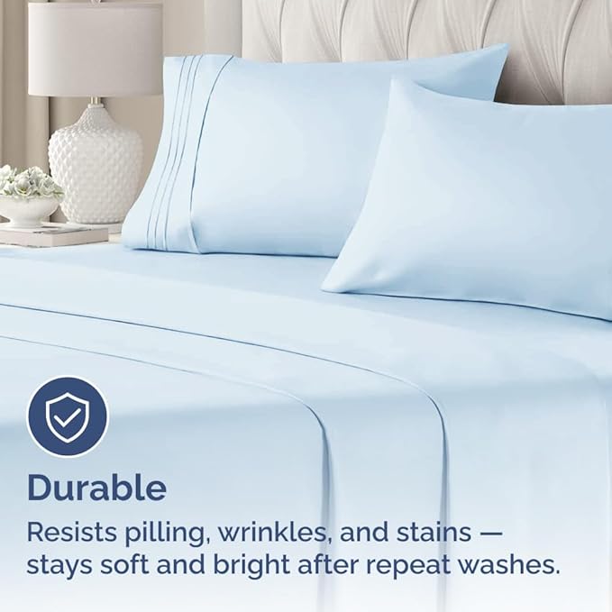 King Pillow Cases Set of 2 - Ultra Soft Hotel Quality Pillowcase Covers - Luxury Comfy Bedding for Women, Men, Kids and Teens - Machine Washable Pillow Protectors - 2 Pieces Set - King Size Sky Blue