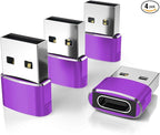Elebase for Apple Watch SE 3 Adapter,USB to USB C Adaptor 4 Pack,Type C Female to USB A Male Charger Connector for iWatch 11 10,iPhone 16 15 Plus Pro Max,iPad 8 8th 9 9th 10th Air 4th 5 5th Mini 6 6th