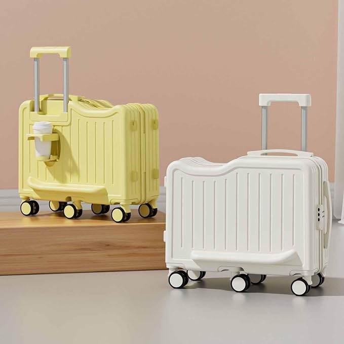 Ride-on Luggage for Kids, Children's Trolly Case with 6-Spinner Wheels & Retractable Cup Holder, Suitcase Stroller, Hardshell Carry On Suitcase(Yellow,20in)