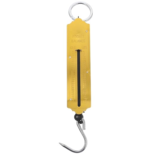 Beaupretty 2pcs Handheld Mechanical Hanging Scale 50kg Vertical Spring Kitchen and Travel Luggage Weighing Tool Yellow Portable Fish and Produce Scale