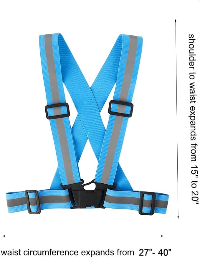 Running Reflective Vest Gear 3 Pack, Adjustable Safety Vest High Visible Reflective Belt Straps Night Walking Vest