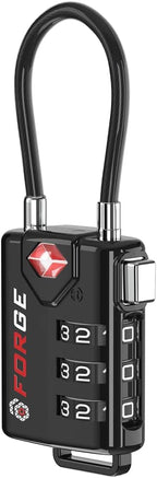 TSA Approved Cable Luggage Locks, Re-settable Combination with Alloy Body, Black 1 Lock.