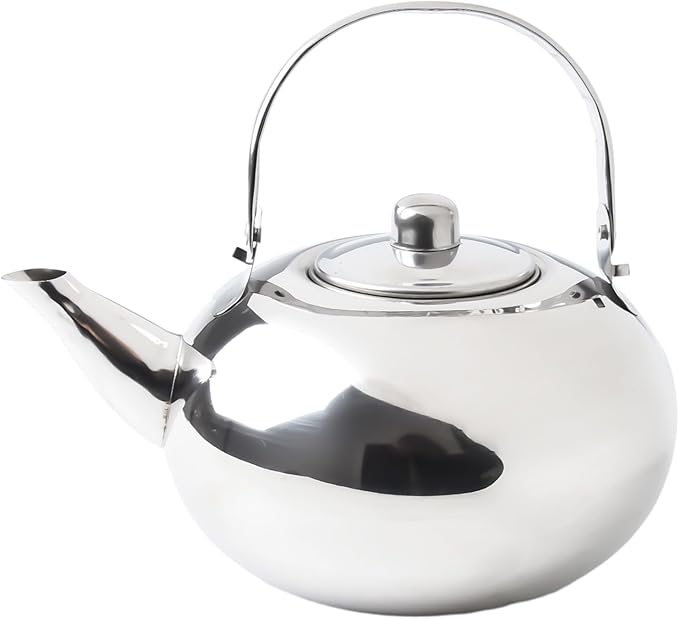 Stainless Steel Tea Kettle, Heat Resistant Handle Stovetop Camping Coffee Pot Water Bottle with Built in Filter for Tea and Beverage Brewing(18cm)